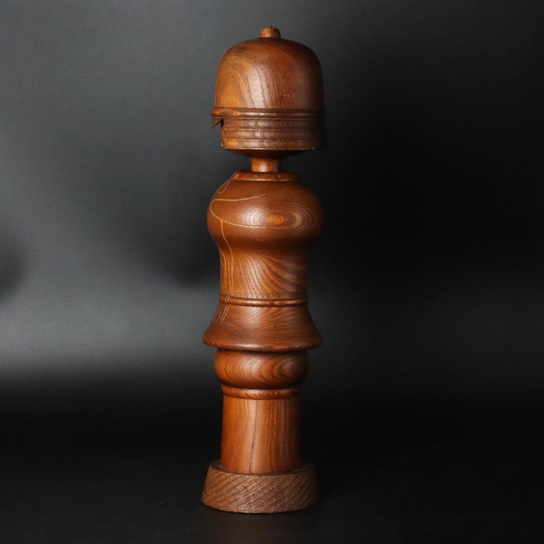 関口三作造「武人」創作コケシ 木札付 郷土玩具 内閣総理大臣賞受賞作家