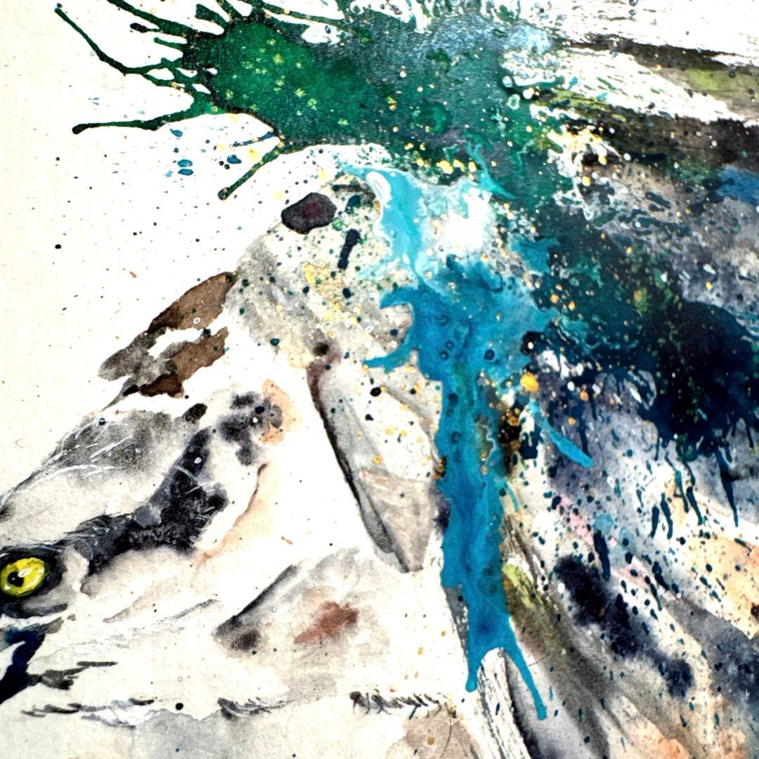 ユ*カ様 鷹 イーグル 鳥 猛禽類 残響 緑 原画 (2024年11月)