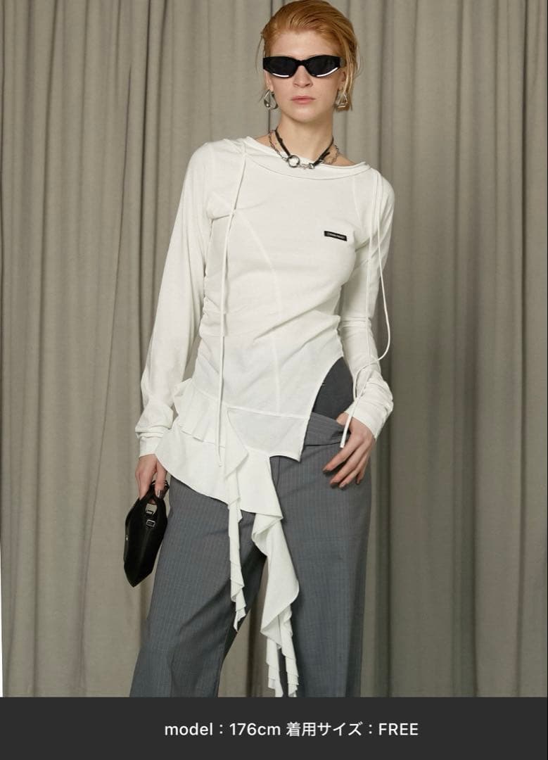 prank project ／ ラッフルヘムアシメトップス (ホワイト)