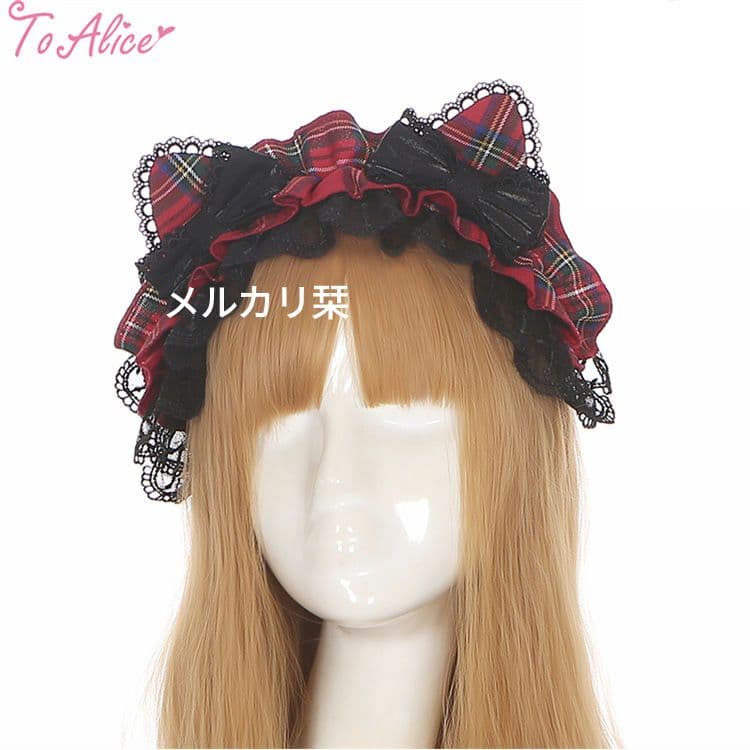 トゥアリス ラブハート チェックフリルドレス＋カチューシャセット Toalice