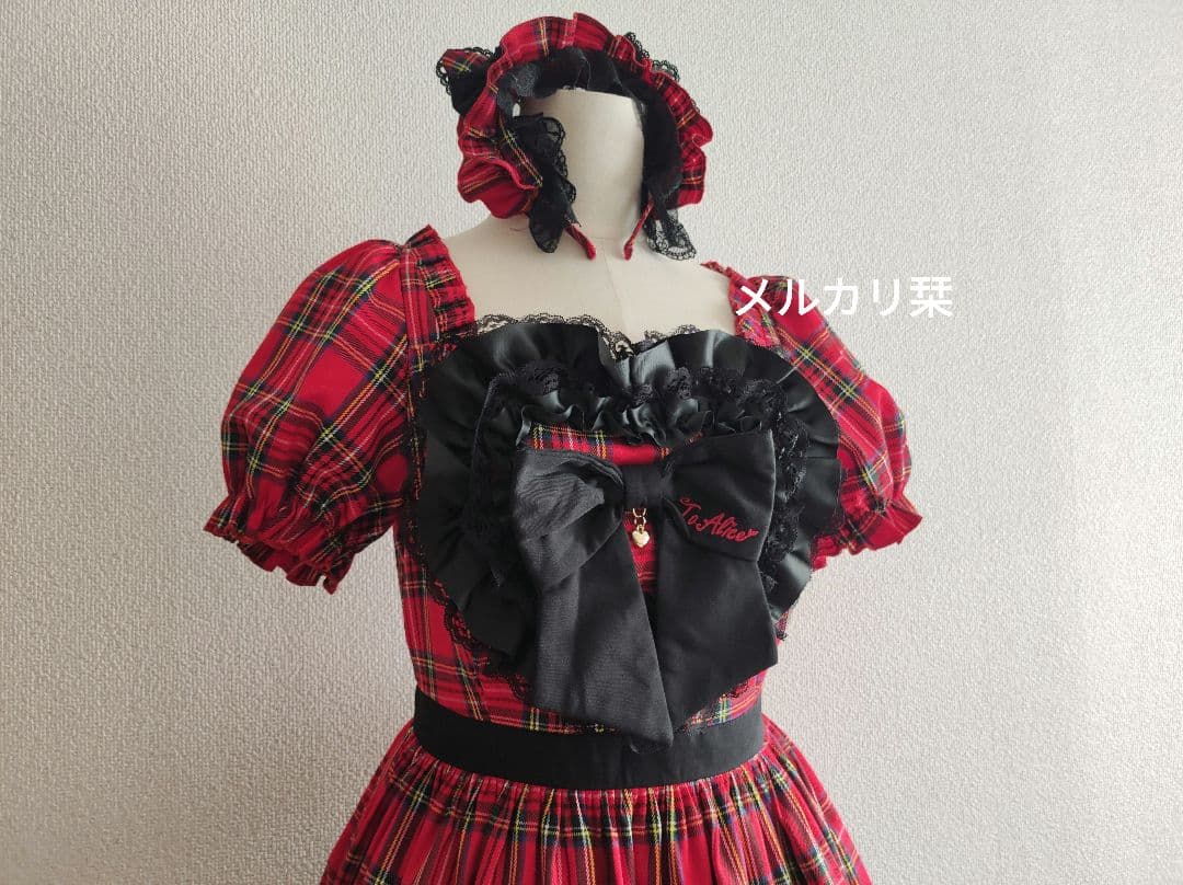 トゥアリス ラブハート チェックフリルドレス＋カチューシャセット Toalice