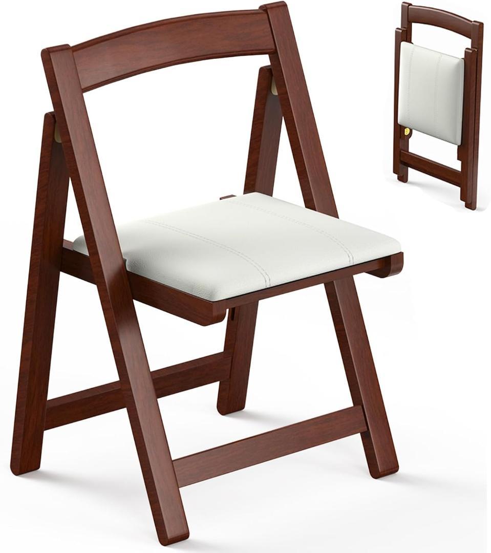 折りたたみ椅子 木制レザーシート フットレスト付き 防水キャンプチェア