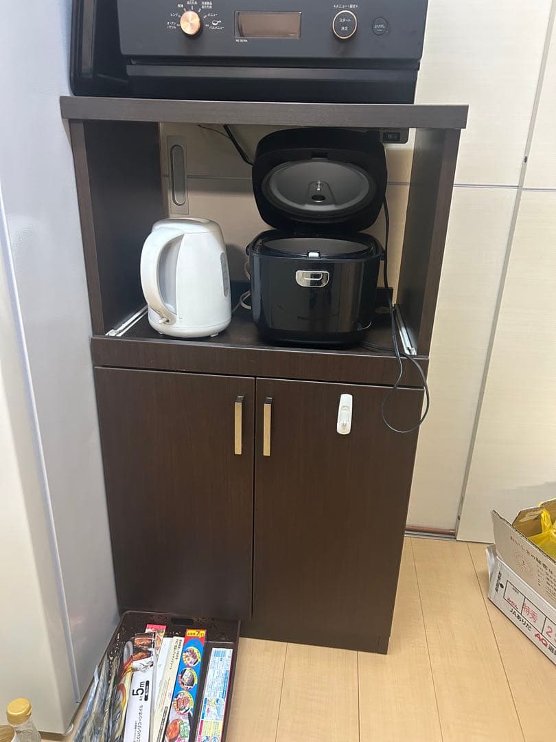 凛音さん専用　期間限定引越しセール！ダークブラウン 木製レンジボード 2段収納