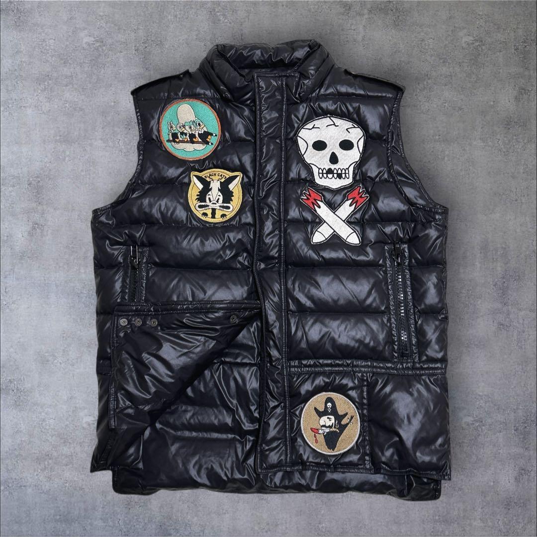 希少✨HYDROGEN Down vest skull black Y2K XL