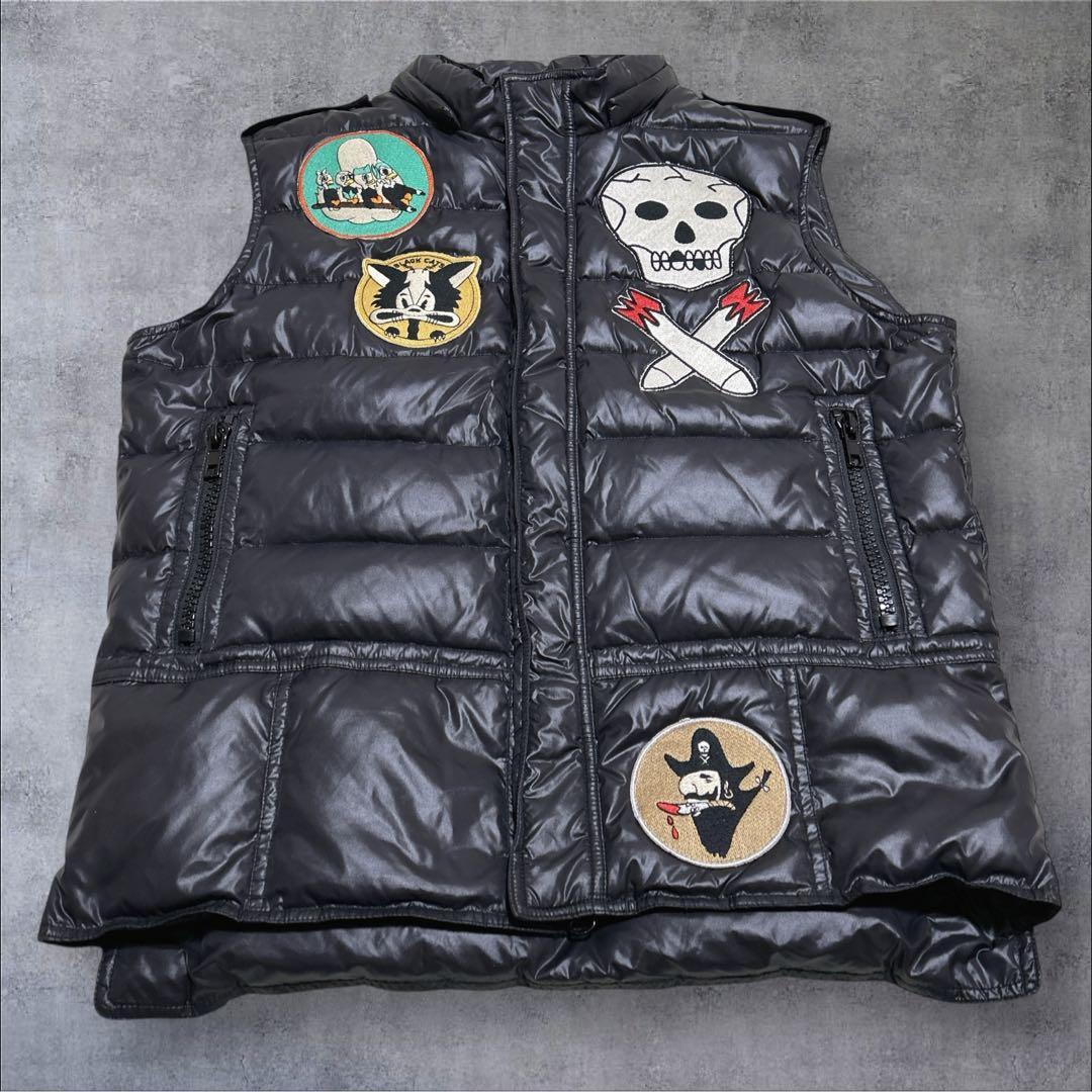 希少✨HYDROGEN Down vest skull black Y2K XL
