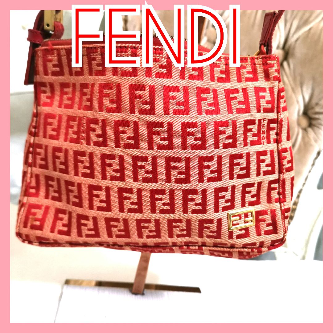 【鑑定済】フェンディFENDIズッキーノ ハンドバッグFF金具アクセサリーポーチ