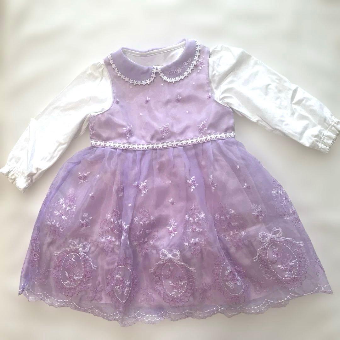 値下げ中！メゾピアノオーガンジーワンピース/インナーセット100cm