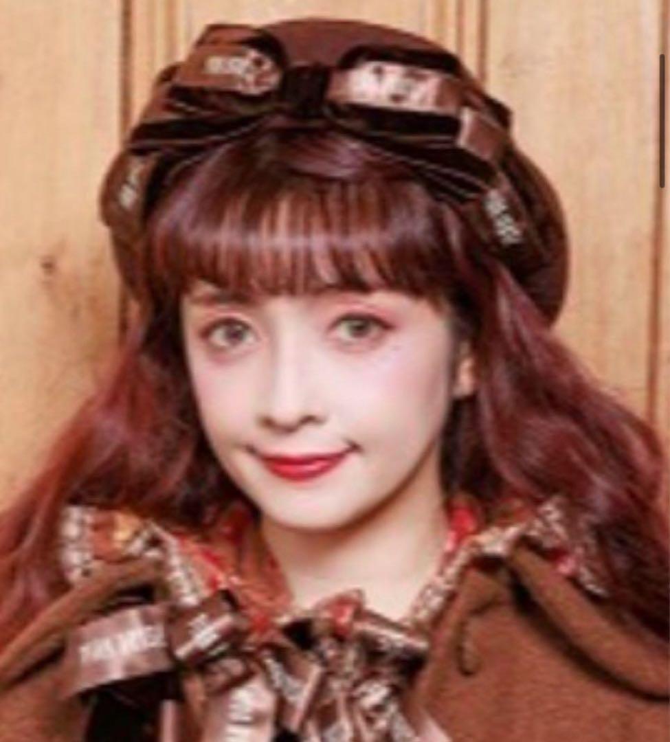 青木美沙子ピンクハウスコラボオリジナルロゴリボンベレー帽