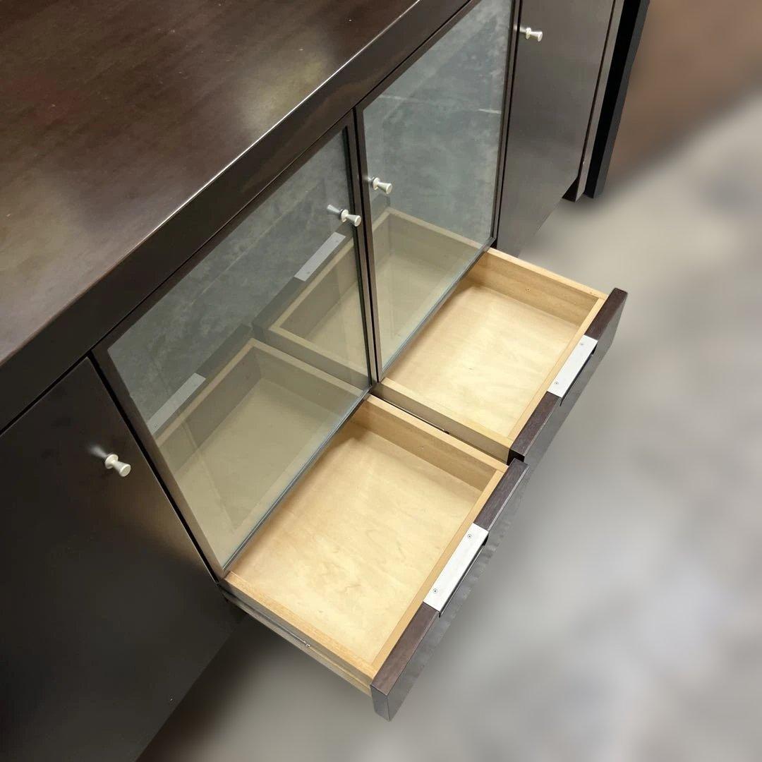 【カリモク】サイドボード◆ガラス棚◇鏡◆