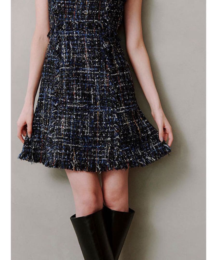 【新品タグ付】SNIDEL スナイデル ツイードミニワンピース　NVY サイズ0