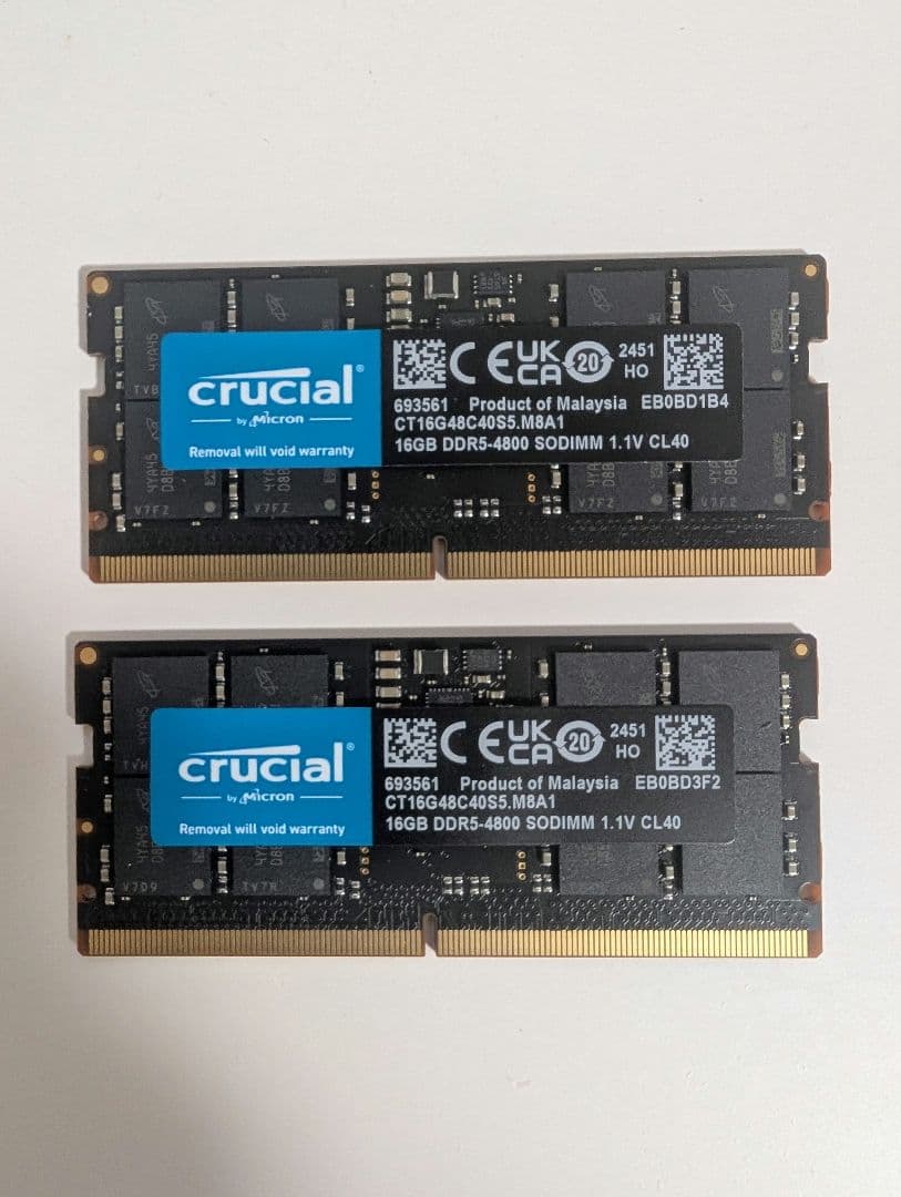 Crucial 32GB(16GB×2) DDR5 4800　ノートPC