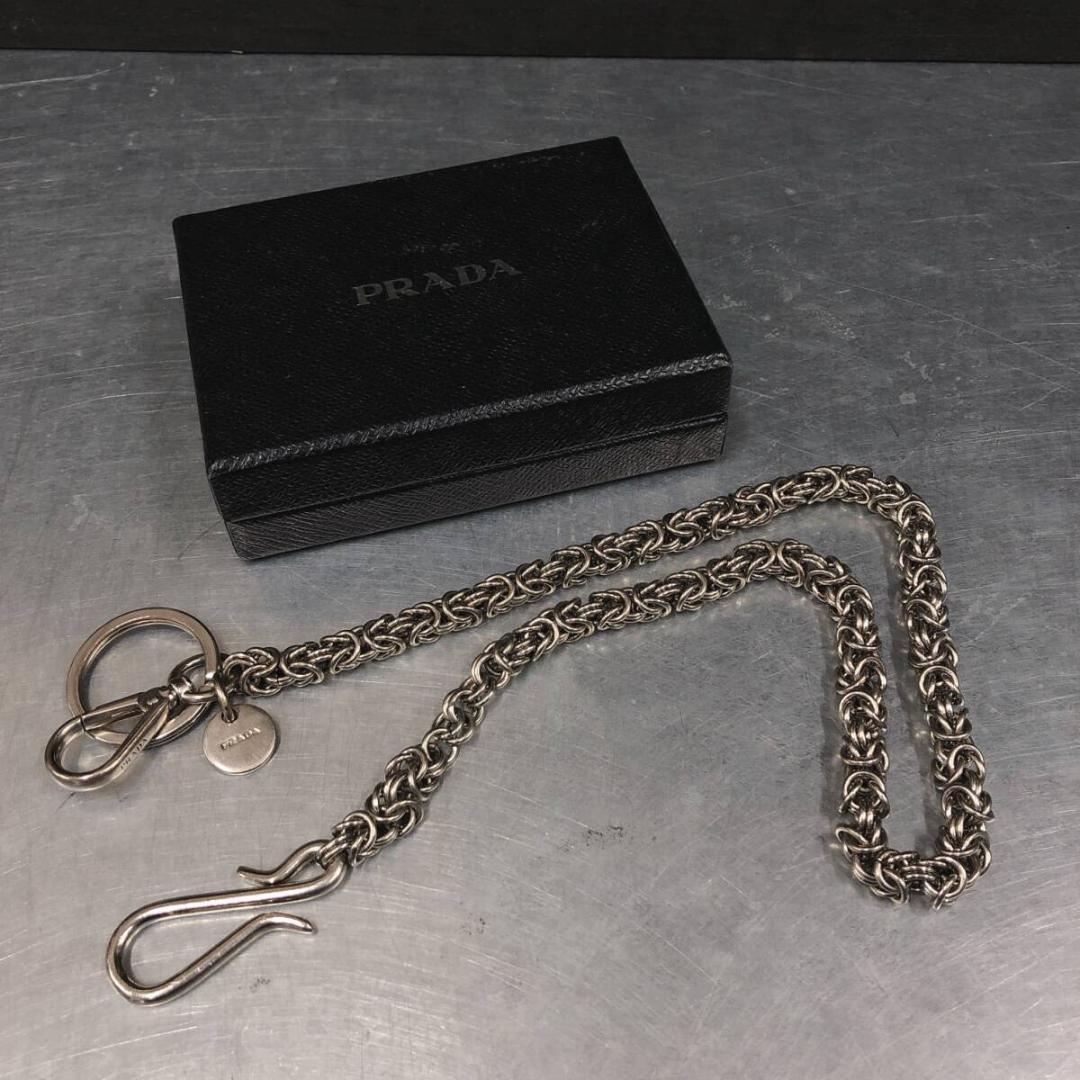 GQ2573◇PRADA : ウォレットチェーン◇シルバー色 プラダ