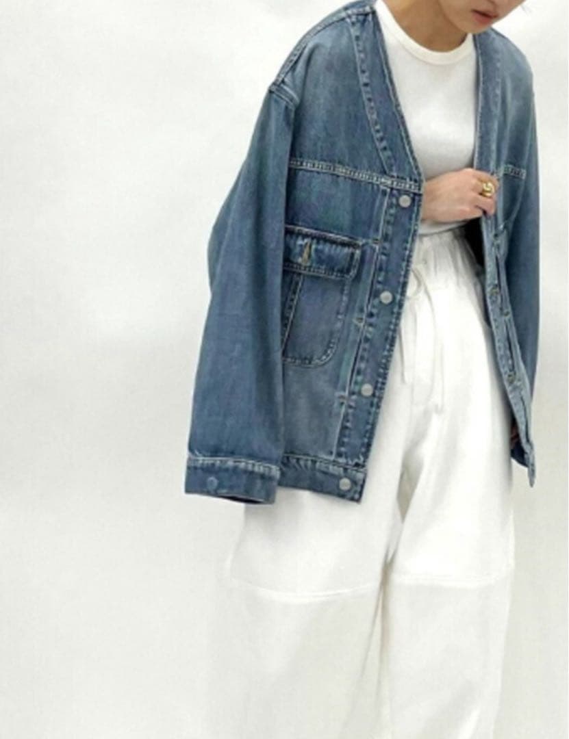 【期間限定】cafune カフネ　新品　Vネックデニムジャケット　オーバーサイズ