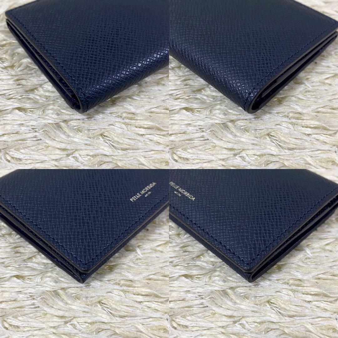 【未使用級】ペッレモルビダ 名刺入れ カードケース ネイビー 二つ折り