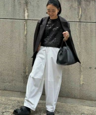 【AYAKANEKO×L'ESSAGE】コクーンパンツ ホワイト　白　金子綾