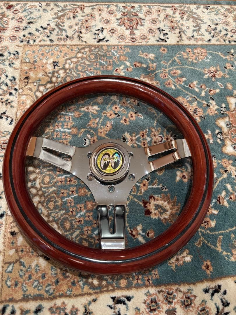 小径　ウッド ステアリング　mooneyesホーンボタン