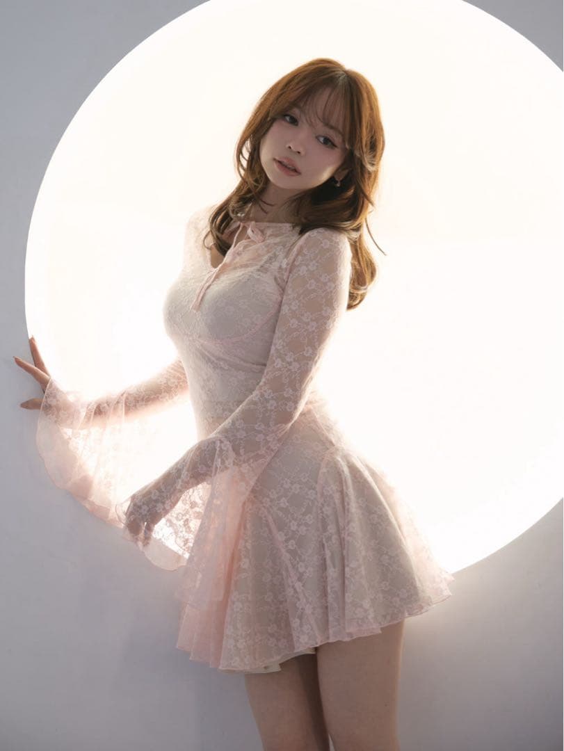 ワンピース Andmary Cereza lace mini dress pink