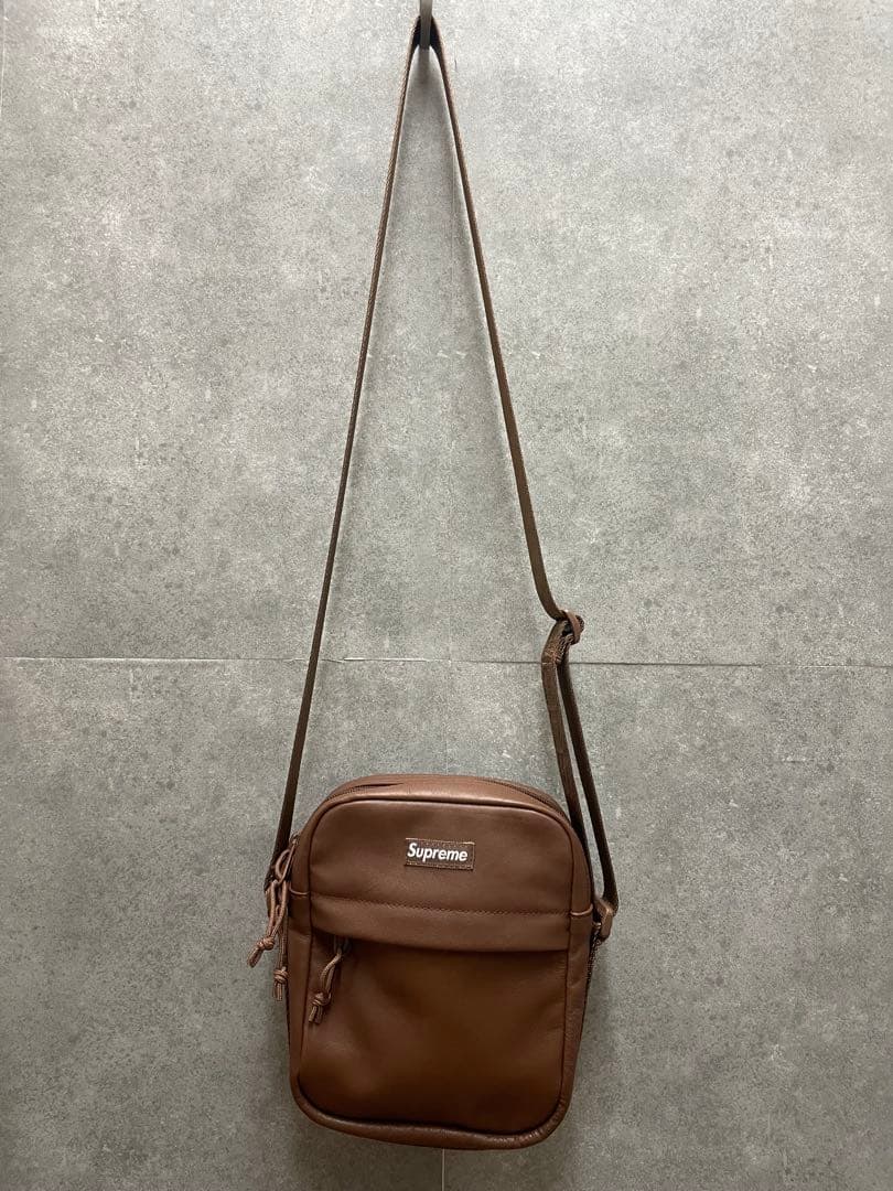 【美品】supreme シュプリーム レザー ショルダーバッグ ブラウン
