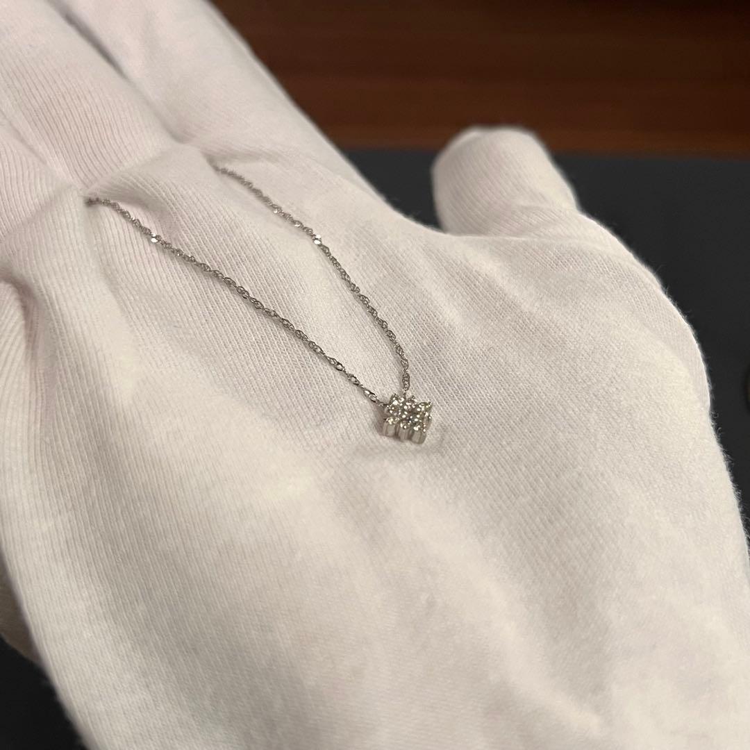 ＊美品＊K18WG 0.1ctダイヤモンドネックレス