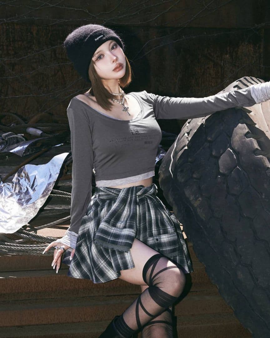 ダーリッチ レイヤードチェックショートパンツ フリー