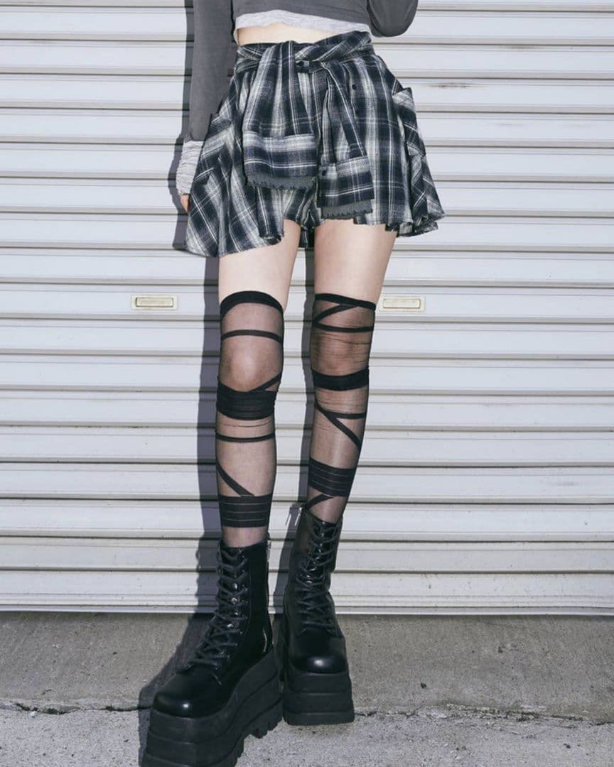 ダーリッチ レイヤードチェックショートパンツ フリー