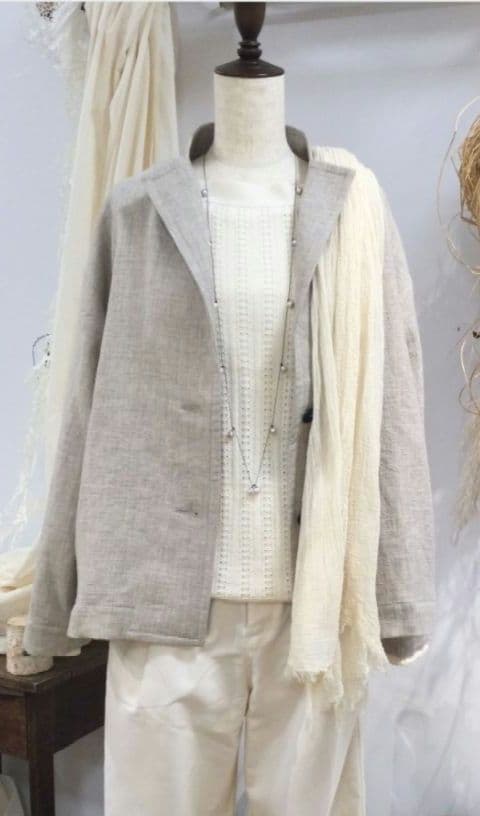 未使用☆プリスティン コットンヤクリネン二重織りジャケット