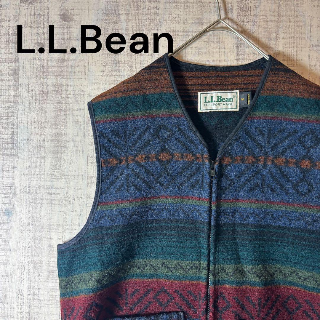L.L.Bean エルエルビーン　ウールベスト　総柄　M アメリカ製