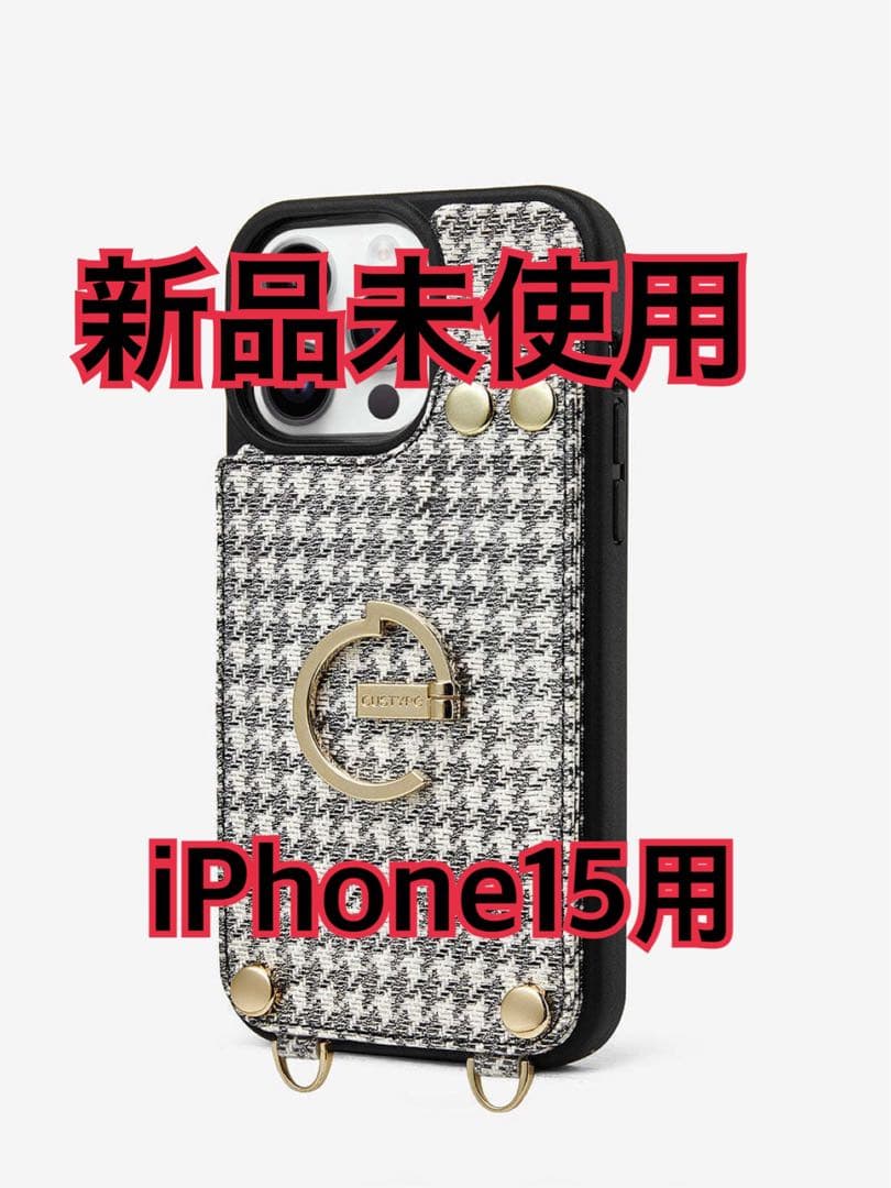 CUSTYPE千鳥格子ブラック新品未使用iPhone15ケース