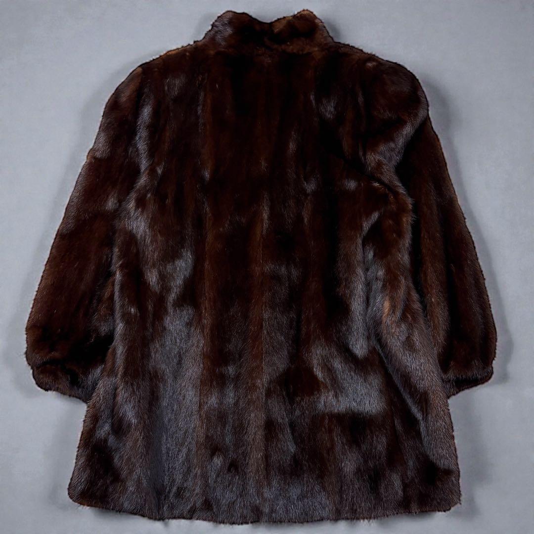 大きいサイズ　毛皮コート　ファーコート　ミンク　ブラウン　13号　XL　毛並み◎