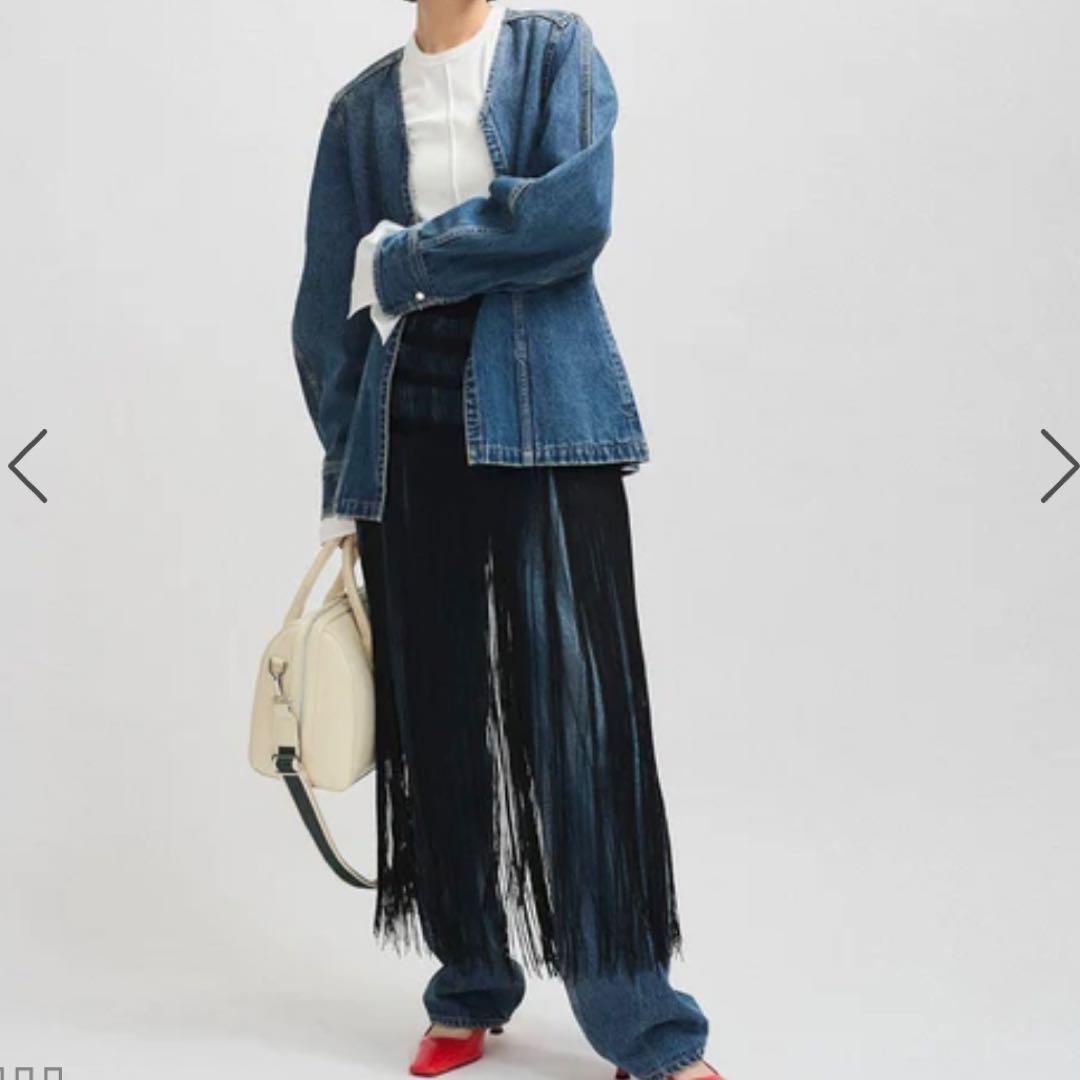 アダムエロペ フロント ホック デニム ブラウス＆パンツ セットアップ 2025