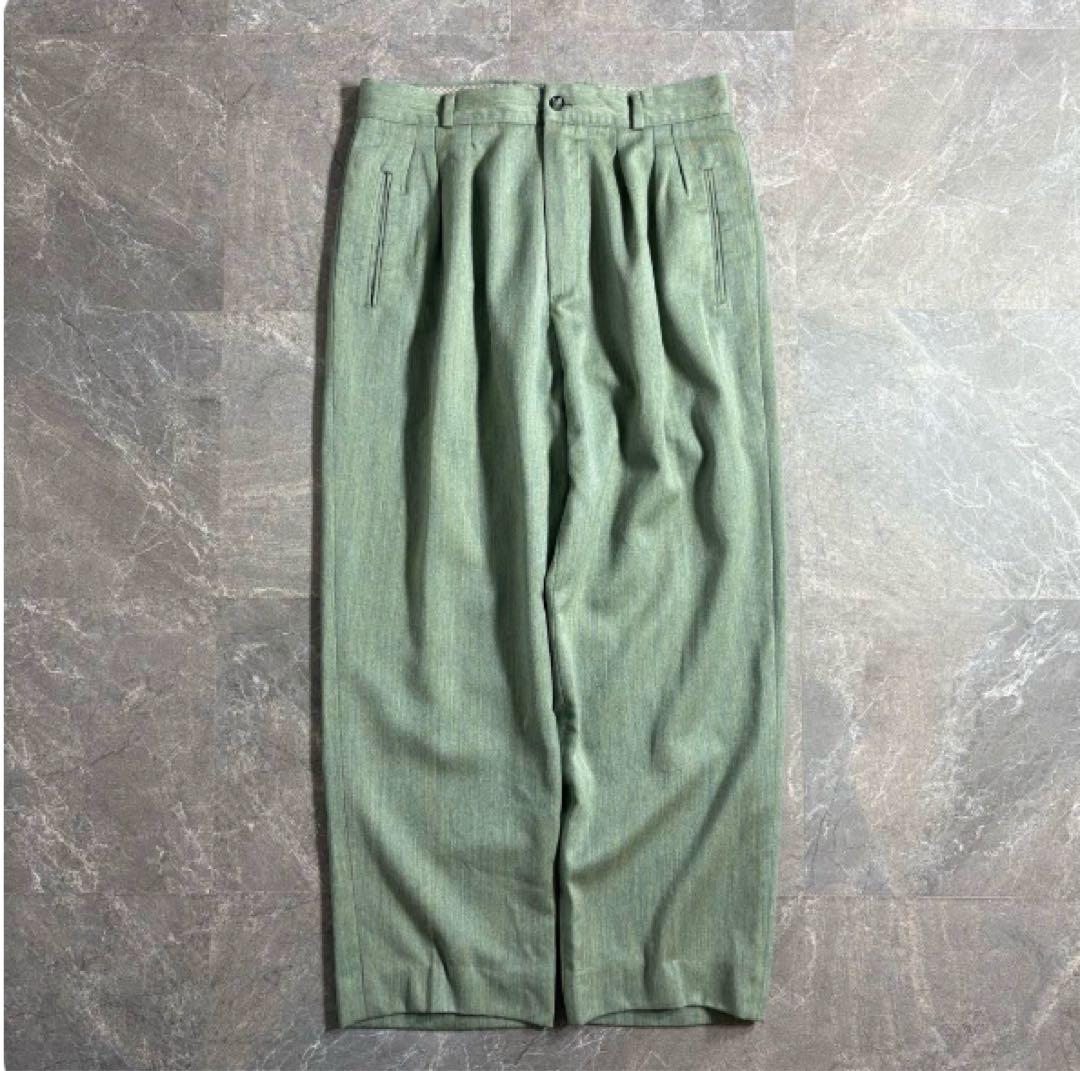 最終値下げVintageウールワイドスラックス 90s3タックイタリア製opti