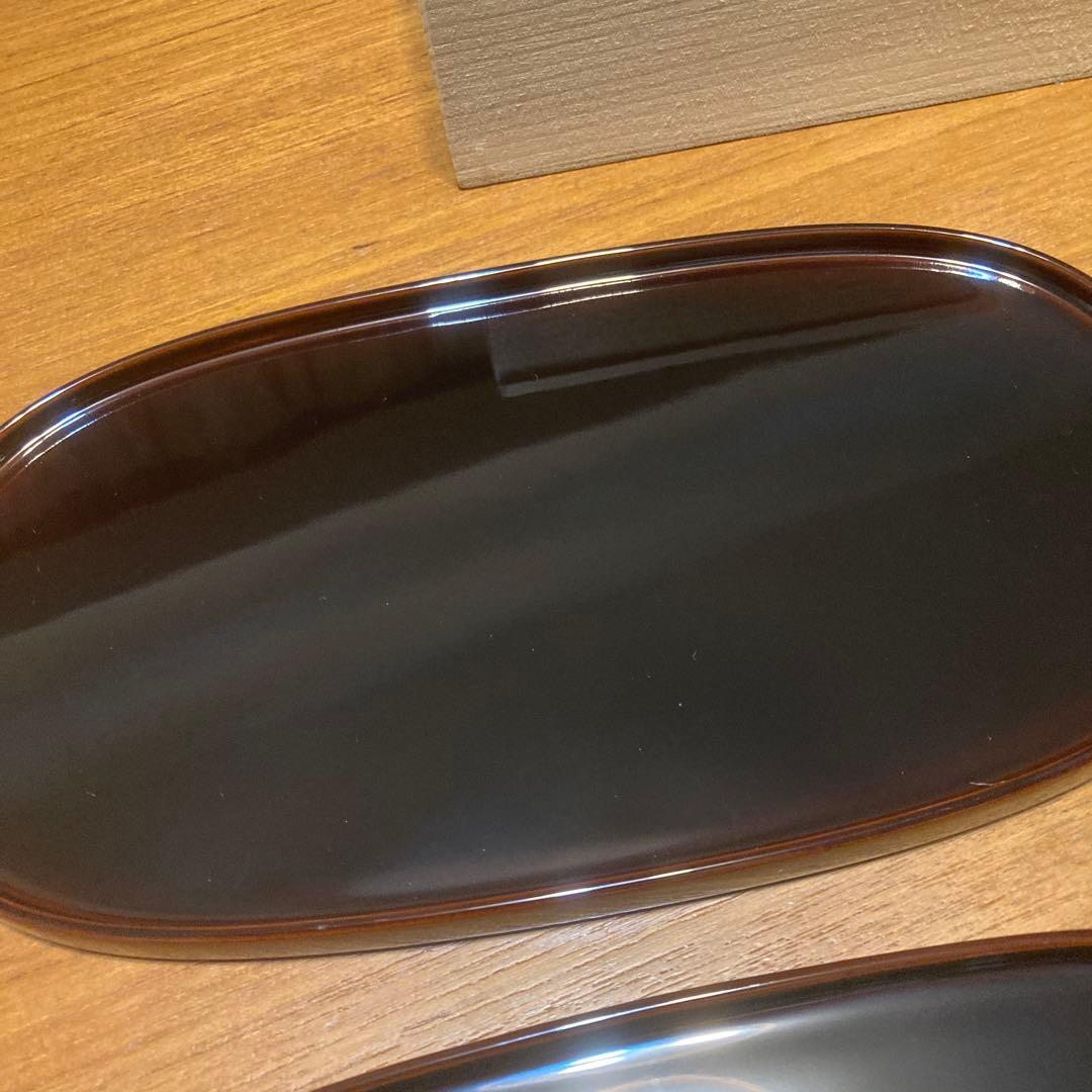 漆器 楕円形皿 5枚セット 木箱入り 越前塗