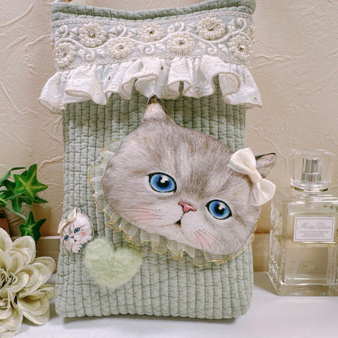 ゆ*ら様 コヤンイサムチョン♡ルミちゃんのインド刺繍×若草ヌビスマホショルダー♡