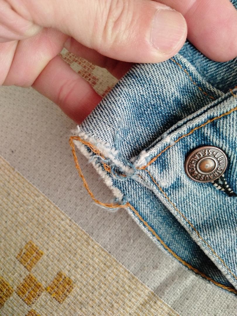 ビンテージ70年代LEVIS70505-0217布ケアタグ付きデニムGジャン44