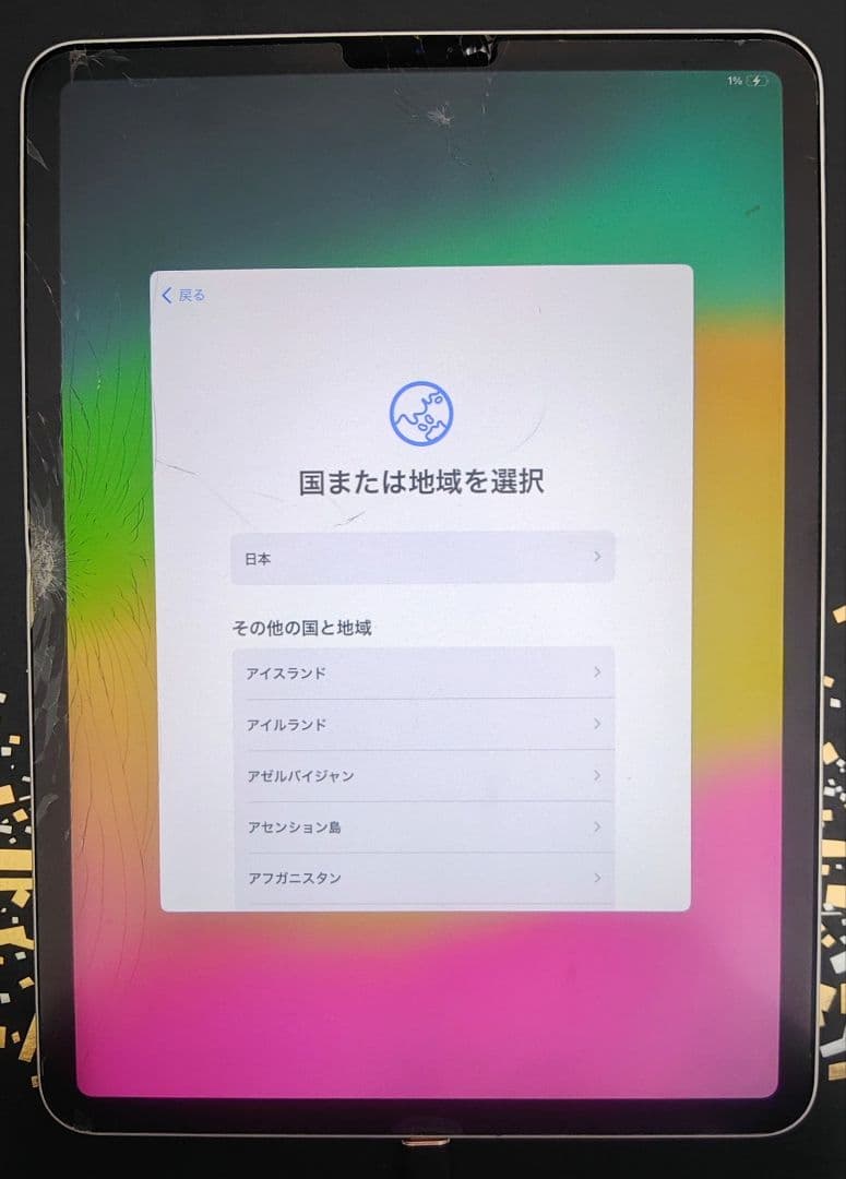 iPad Pro (2018年発売)　画面ひび割れ