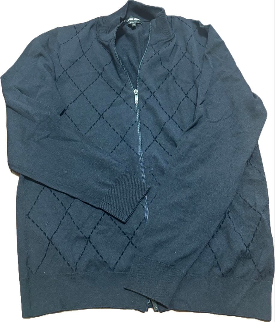 Giorgio Armani ネイビー ジップアップセーター 54