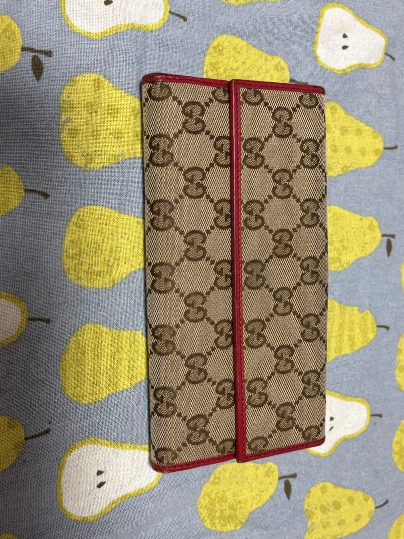 Gucci GGキャンバス 長財布 ベージュ/レッド