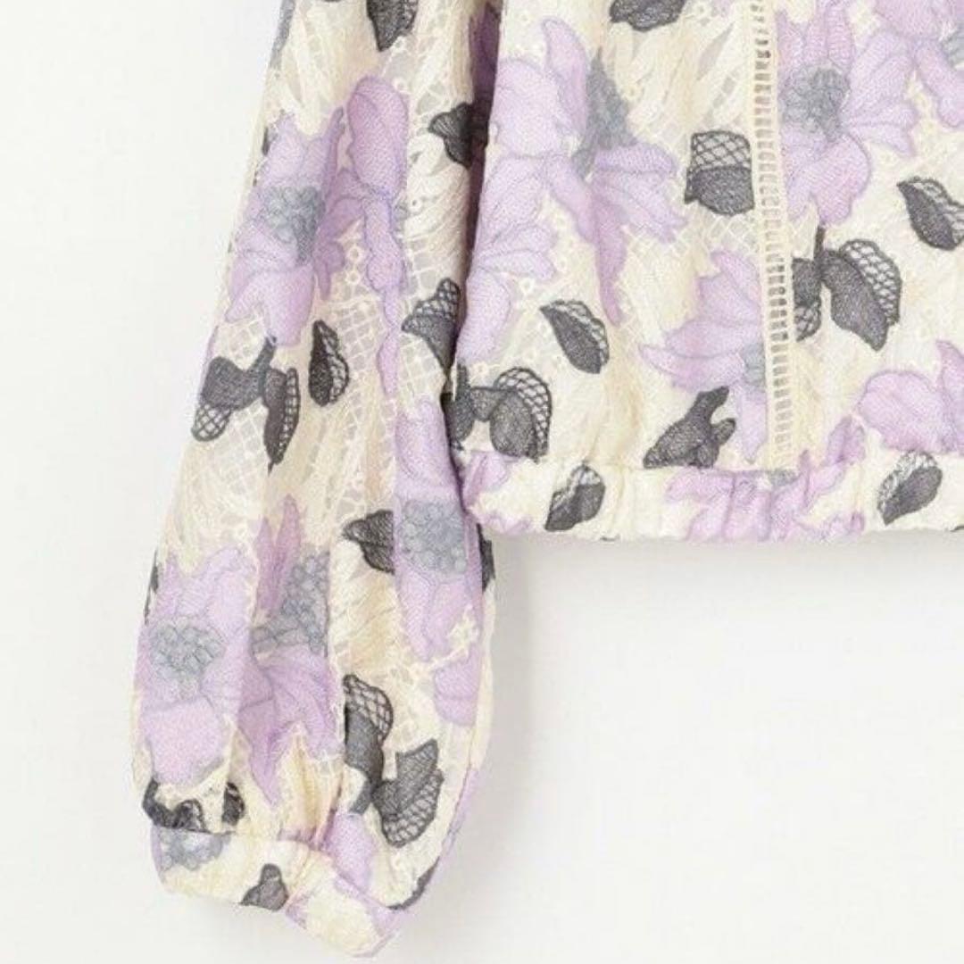 【美品】　グレースコンチネンタル　刺繍　フラワーブルゾン　パープル　ダイアグラム
