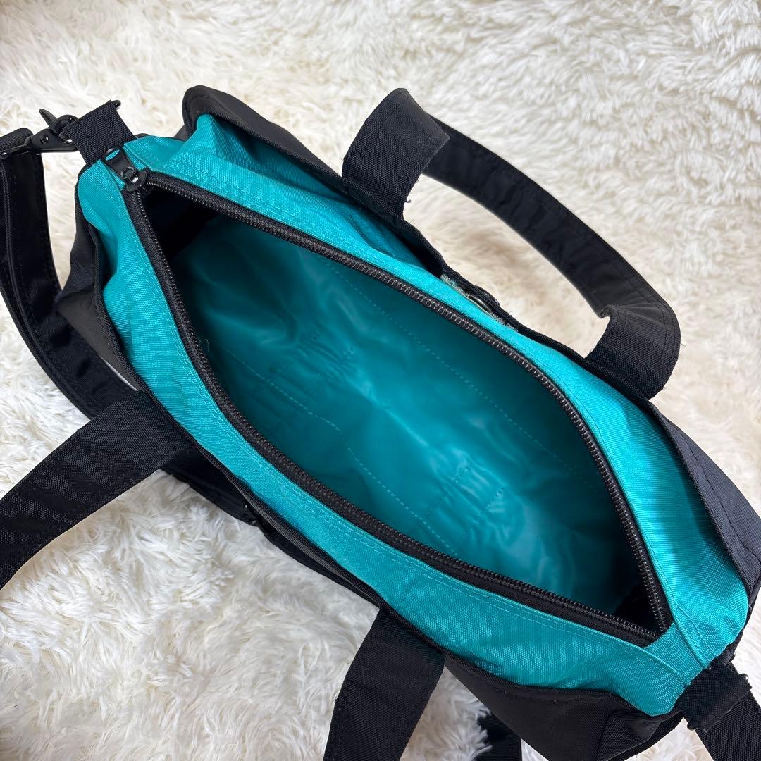 【希少】PORTER ドラム型バッグ ブラック/ターコイズ 美品2way