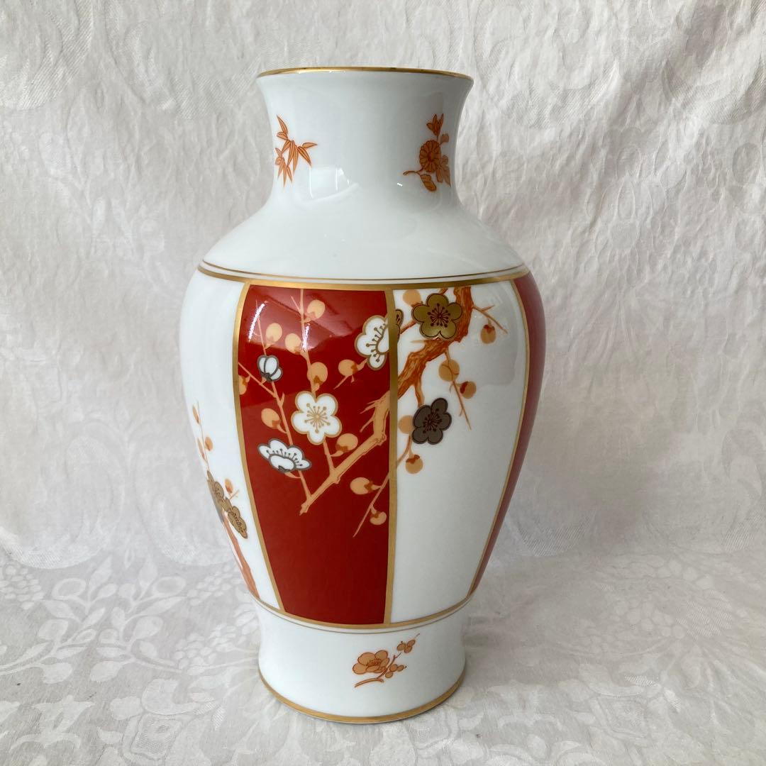 【大倉陶園】フランクリン ポーセリン 四君子之内 梅 花瓶