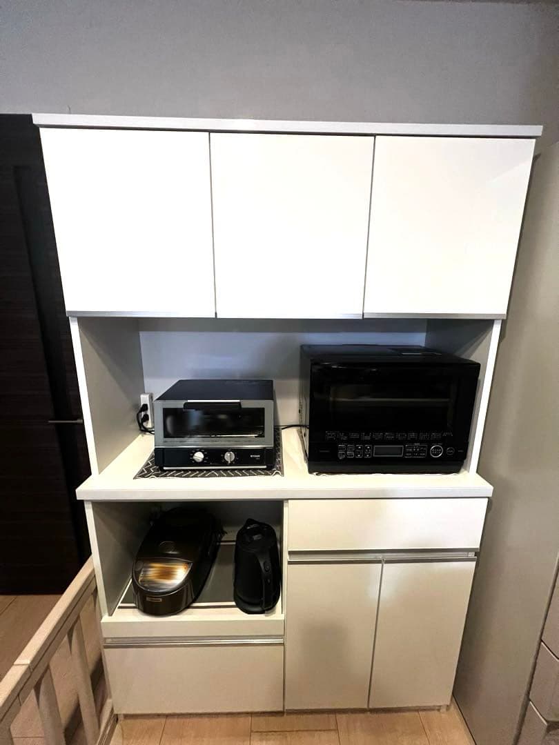 タイムセール⚪︎ホワイト 食器棚・キッチンカウンター 引き戸付き