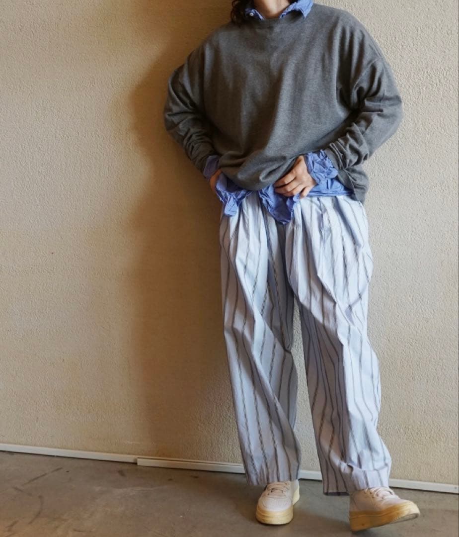 サテンストライプクルーイパンツ journal standard luxe