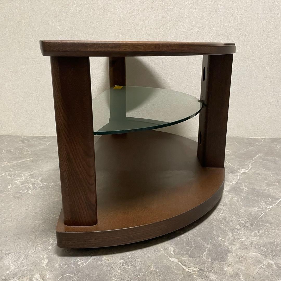 カリモク TVボード QUシリーズ　半円形　コーナー型　ガラス棚　廃盤品