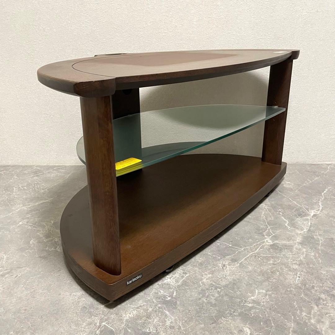 カリモク TVボード QUシリーズ　半円形　コーナー型　ガラス棚　廃盤品