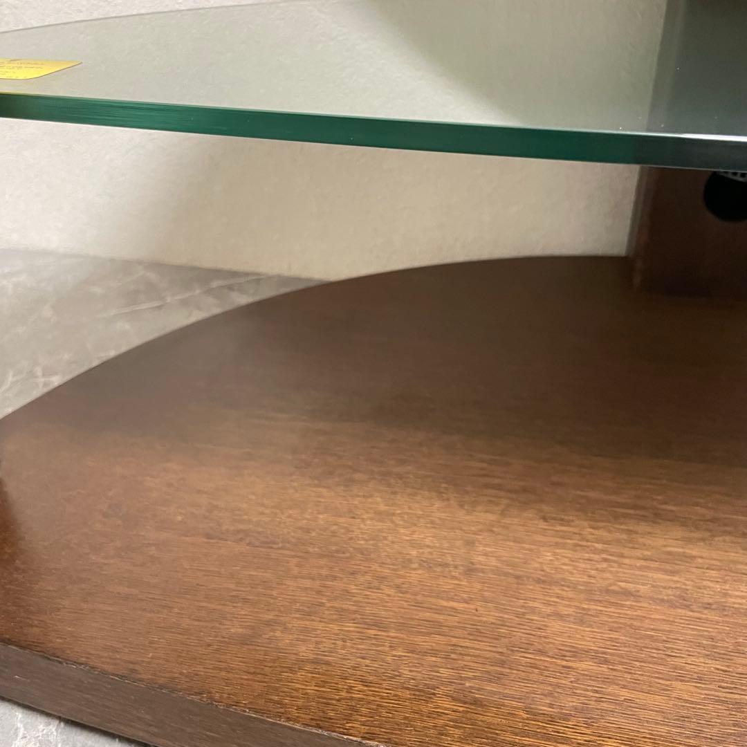 カリモク TVボード QUシリーズ　半円形　コーナー型　ガラス棚　廃盤品