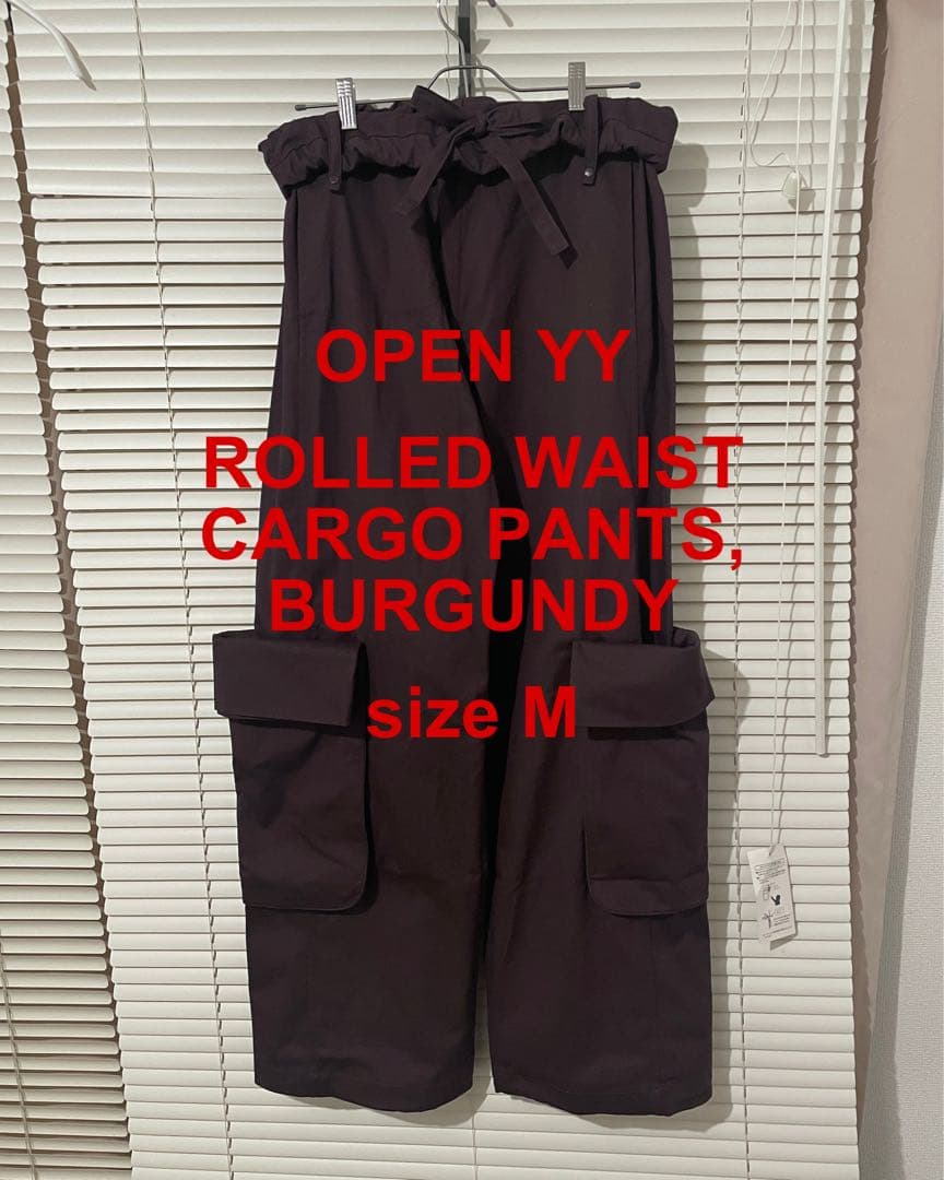 OPEN YY ロールウエストカーゴパンツ サイズM バーガンディ