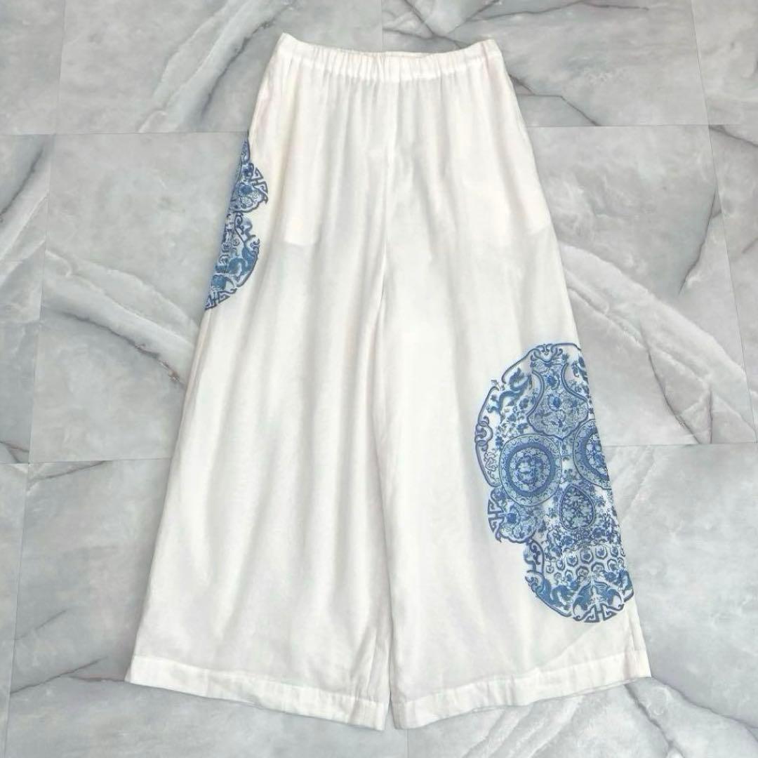 A13602 美品 ジュンヤワタナベ 22ss スカル　サルエルワイドパンツ　白