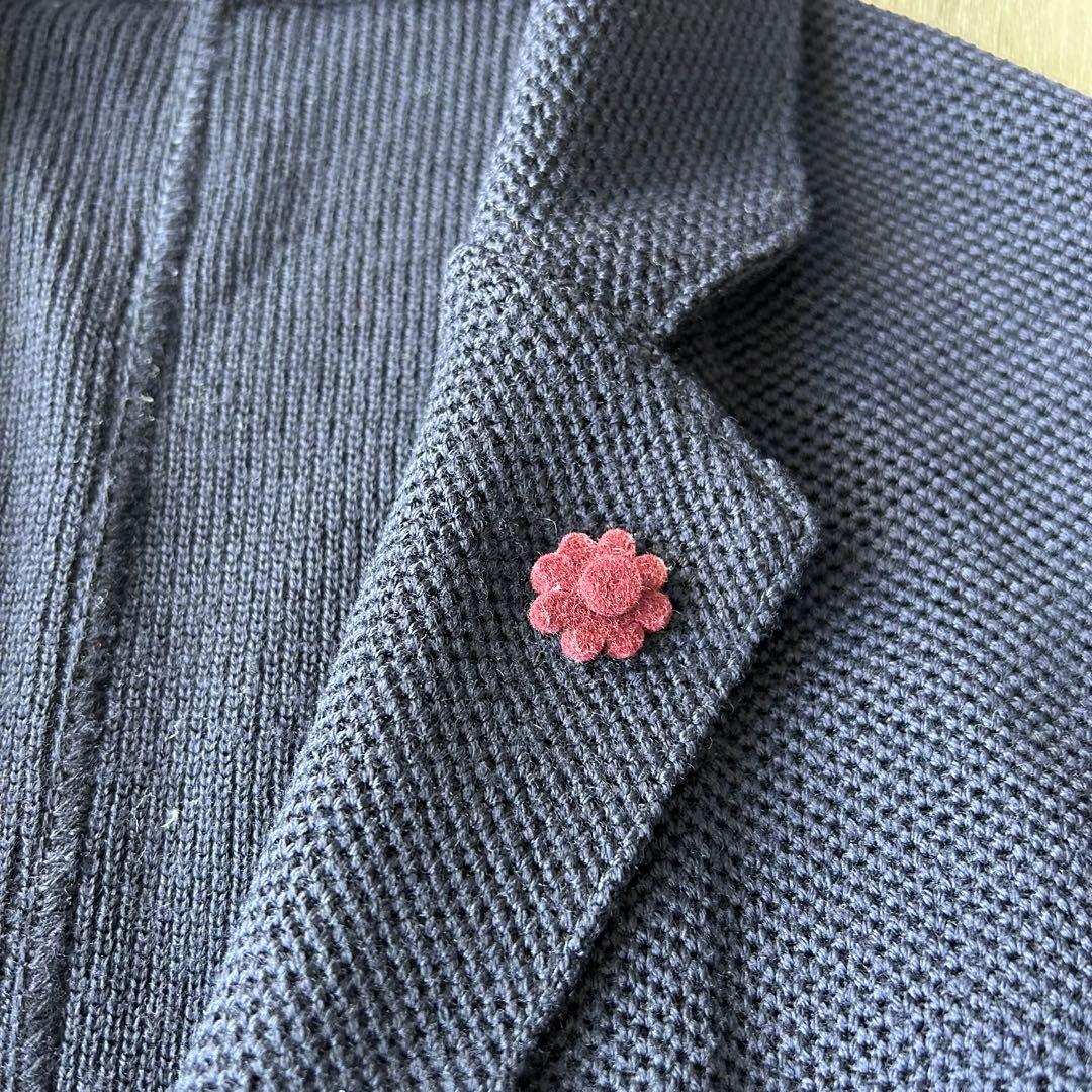 LARDINI ラルディーニ ニット テーラードジャケット 40紺ブートニエール