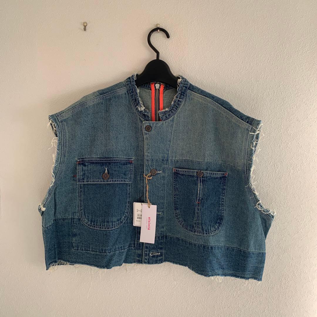 etsintä デニムノースリーブジャケット