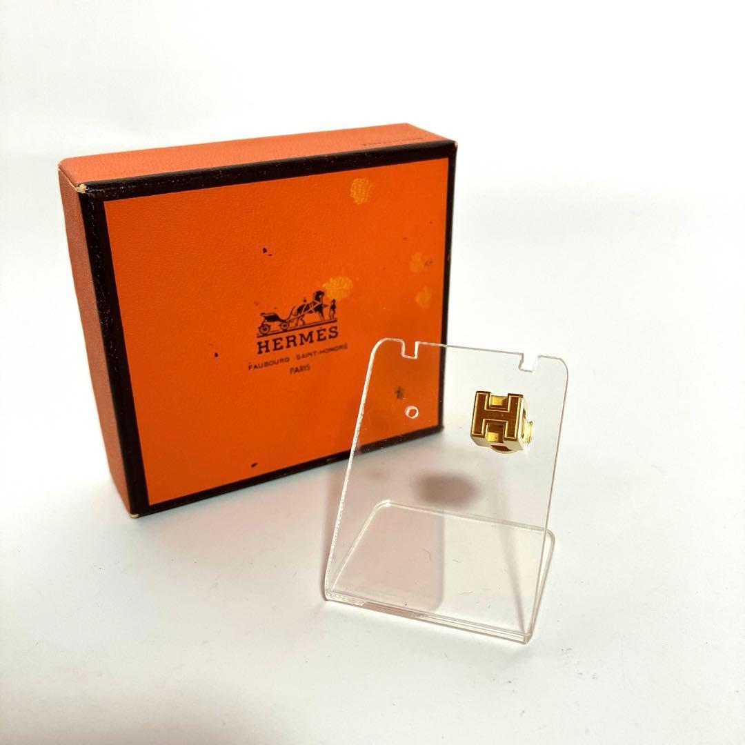 HERMES エルメス カージュドアッシュ Hキューブ ピアス ゴールド